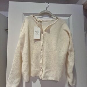 Sezane Ecru Button-Up Cardigan